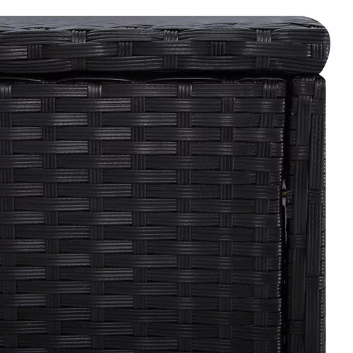  3 részes fekete polyrattan kerti napozóágy szett asztallal