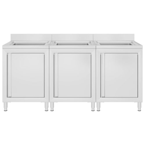  3 db rozsdamentes acél kereskedelmi konyhai mosogatószekrény