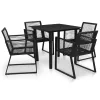 5 részes fekete PVC rattan kültéri étkezőgarnitúra