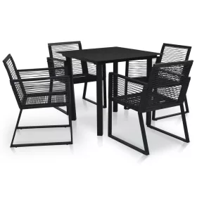  5 részes fekete PVC rattan kültéri étkezőgarnitúra