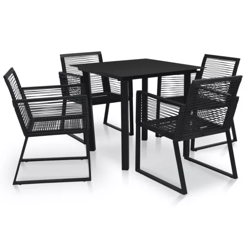  5 részes fekete PVC rattan kültéri étkezőgarnitúra