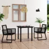  3 részes fekete PVC rattan kültéri étkezőgarnitúra