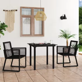  3 részes fekete PVC rattan kültéri étkezőgarnitúra