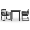  3 részes fekete PVC rattan kültéri étkezőgarnitúra