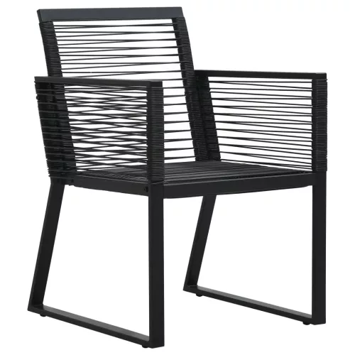  3 részes fekete PVC rattan kültéri étkezőgarnitúra