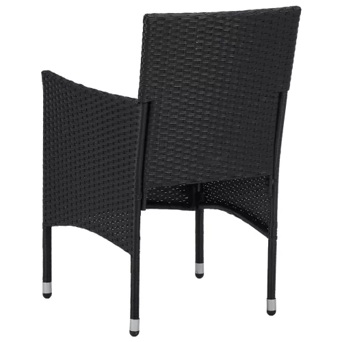  3 részes fekete polyrattan és üveg kerti étkezőgarnitúra