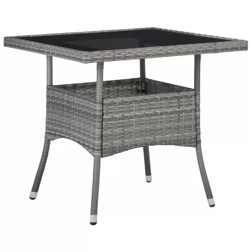  5 részes szürke polyrattan és üveg kerti étkezőgarnitúra