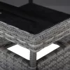  5 részes szürke polyrattan és üveg kerti étkezőgarnitúra