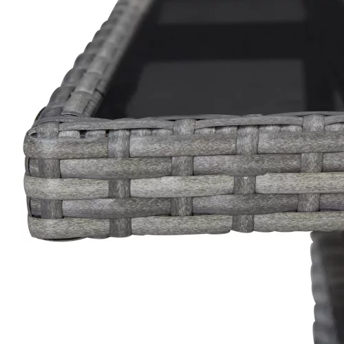  5 részes szürke polyrattan és üveg kerti étkezőgarnitúra