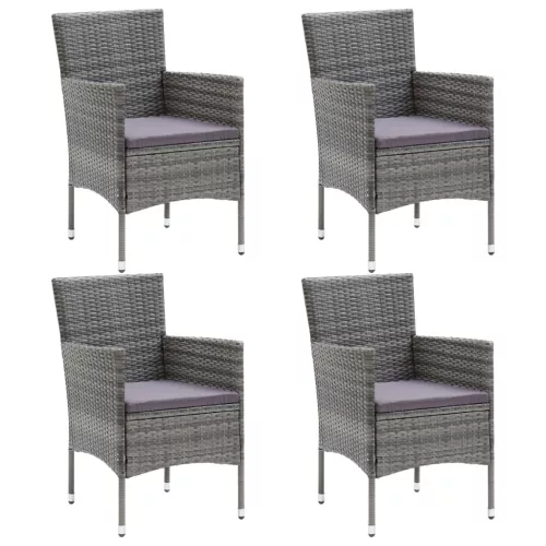  5 részes szürke polyrattan és üveg kerti étkezőgarnitúra