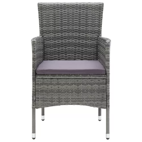  5 részes szürke polyrattan és üveg kerti étkezőgarnitúra