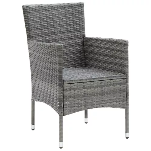 5 részes szürke polyrattan és üveg kerti étkezőgarnitúra