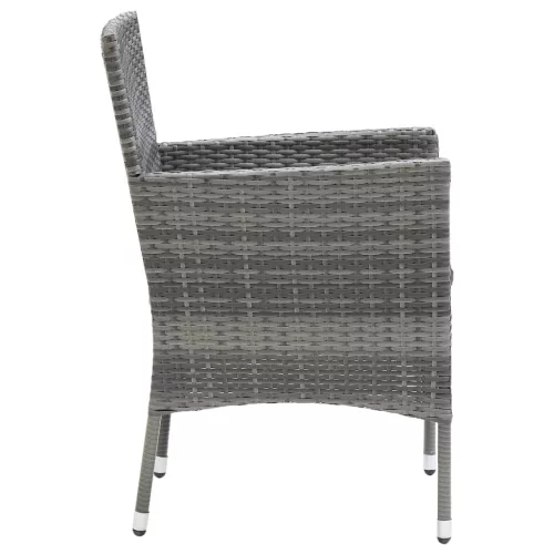  5 részes szürke polyrattan és üveg kerti étkezőgarnitúra