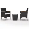  3 részes fekete polyrattan és edzett üveg bisztrószett