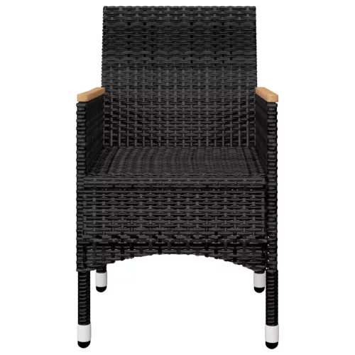  3 részes fekete polyrattan és edzett üveg bisztrószett