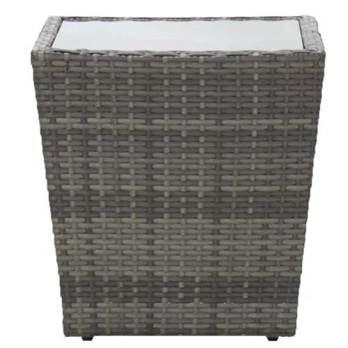 5 részes szürke polyrattan és edzett üveg kerti bisztrószett