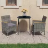  3 részes szürke polyrattan és edzett üveg kerti bisztrószett