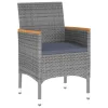  3 részes szürke polyrattan kerti étkezőgarnitúra