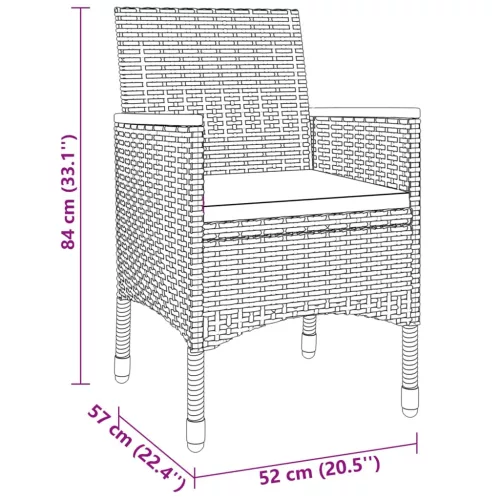  3 részes szürke polyrattan kerti étkezőgarnitúra