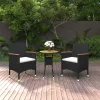  3 részes fekete polyrattan kerti étkezőgarnitúra