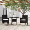  3 részes fekete polyrattan kerti étkezőgarnitúra