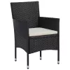  3 részes fekete polyrattan kerti étkezőgarnitúra