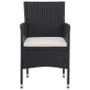  3 részes fekete polyrattan kerti étkezőgarnitúra