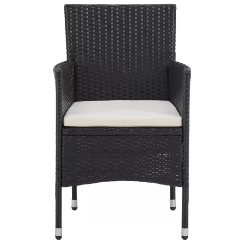  3 részes fekete polyrattan kerti étkezőgarnitúra