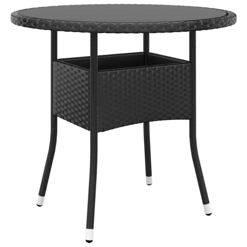  3 részes fekete polyrattan kerti étkezőgarnitúra