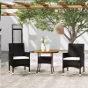  3 részes fekete polyrattan kerti étkezőgarnitúra