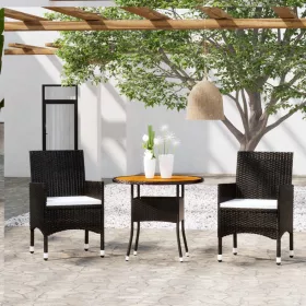  3 részes fekete polyrattan kerti étkezőgarnitúra