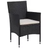  3 részes fekete polyrattan kerti étkezőgarnitúra