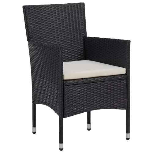  3 részes fekete polyrattan kerti étkezőgarnitúra