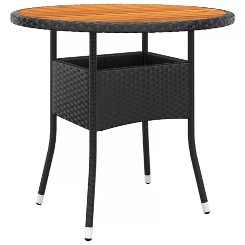  3 részes fekete polyrattan kerti étkezőgarnitúra