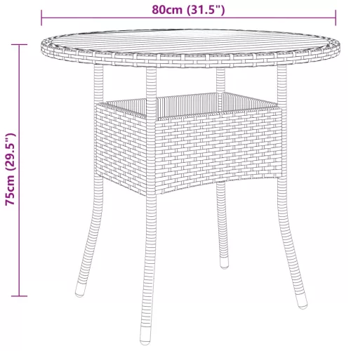  3 részes fekete polyrattan kerti étkezőgarnitúra