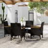  5 részes fekete polyrattan kerti étkezőgarnitúra