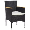  5 részes fekete polyrattan kerti étkezőgarnitúra
