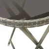  3 részes szürke polyrattan és üveg kerti bisztrószett