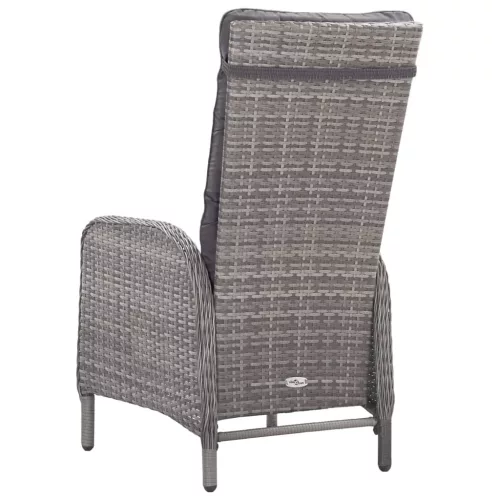  3 részes szürke polyrattan és üveg kerti bisztrószett