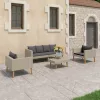  4 részes bézs polyrattan kerti ülőgarnitúra párnákkal