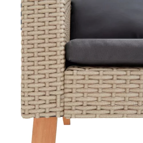 2 részes bézs polyrattan kerti ülőgarnitúra párnákkal