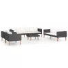  5 részes fekete polyrattan kerti ülőgarnitúra párnákkal