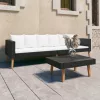 2 részes fekete polyrattan kerti ülőgarnitúra párnákkal
