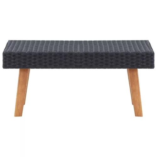  2 részes fekete polyrattan kerti ülőgarnitúra párnákkal