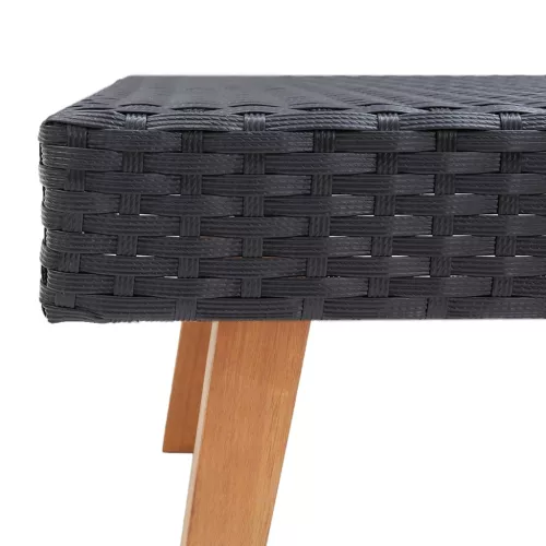  2 részes fekete polyrattan kerti ülőgarnitúra párnákkal