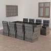  9 részes szürke kültéri polyrattan étkezőszett párnákkal