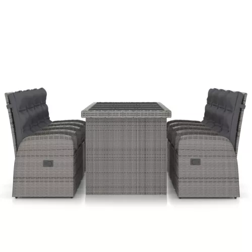  9 részes szürke kültéri polyrattan étkezőszett párnákkal