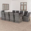  11 részes szürke polyrattan kültéri étkezőszett párnákkal