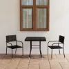  3 részes fekete polyrattan kerti étkezőgarnitúra