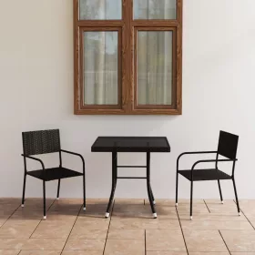  3 részes fekete polyrattan kerti étkezőgarnitúra